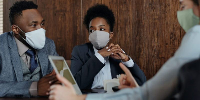 meeting with ppe masks